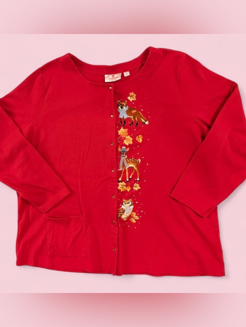 Vintage Quacker Factory Embellished Woodland Animal Cardigan 2X